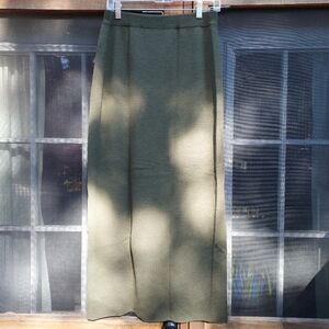 Eileen Fisher Olive Wool Knit Straight Skirt